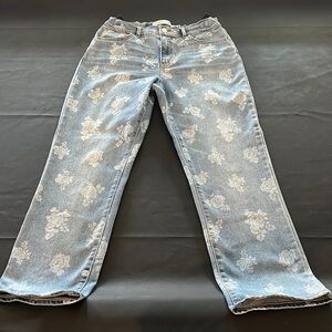 Signature by Levi Strauss High Rise, Ankle Straight Kids Light Blue Floral Jeans